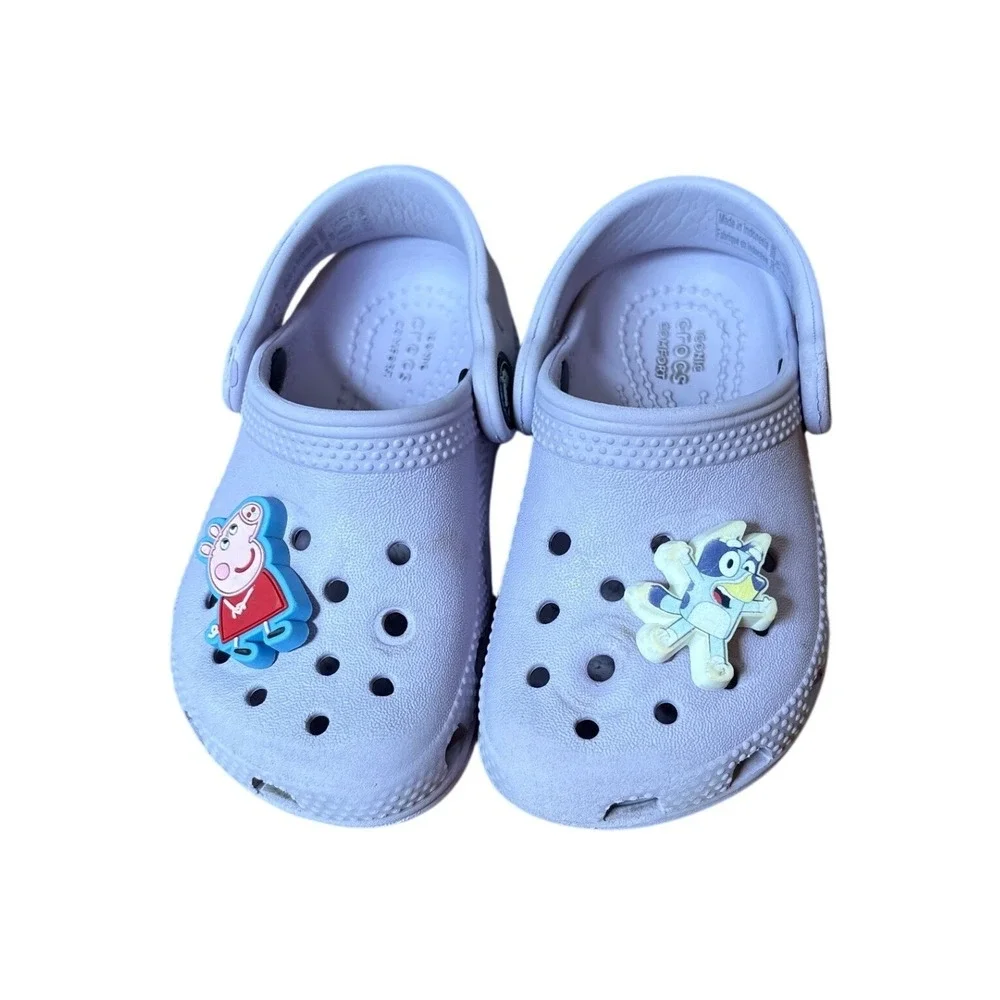 Crocs Classic Clog Kids Purple Peppa Pig Bluey Charms SIZE C6